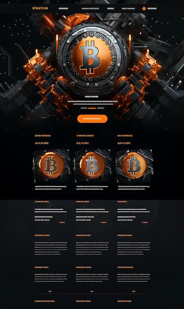 Photo compagnie minière de bitcoin avec des graphiques 3d et des illustrations de textes industriels idée de fond créative