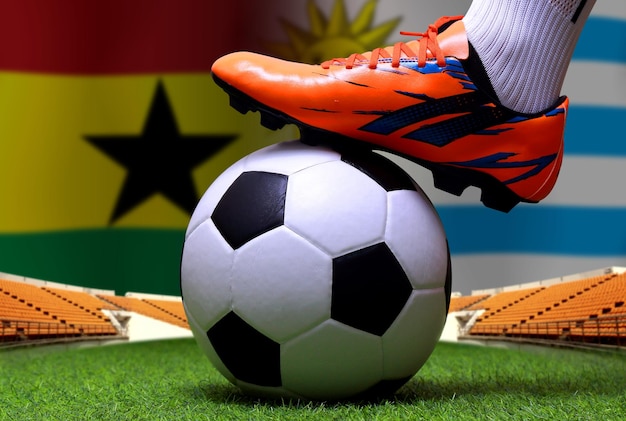 Compétition de coupe de football entre le Ghana national et l'Uruguay national