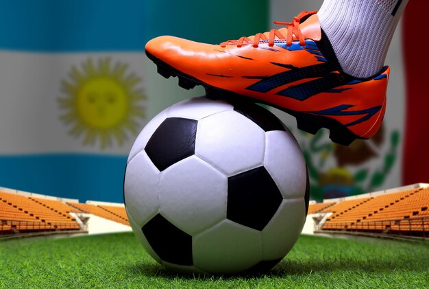 Compétition de coupe de football entre le national argentin et le national mexicain