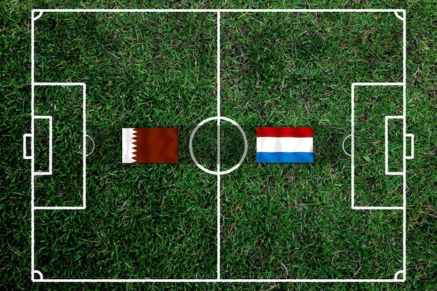 Compétition de coupe de football entre le Qatar national et les Pays-Bas nationaux