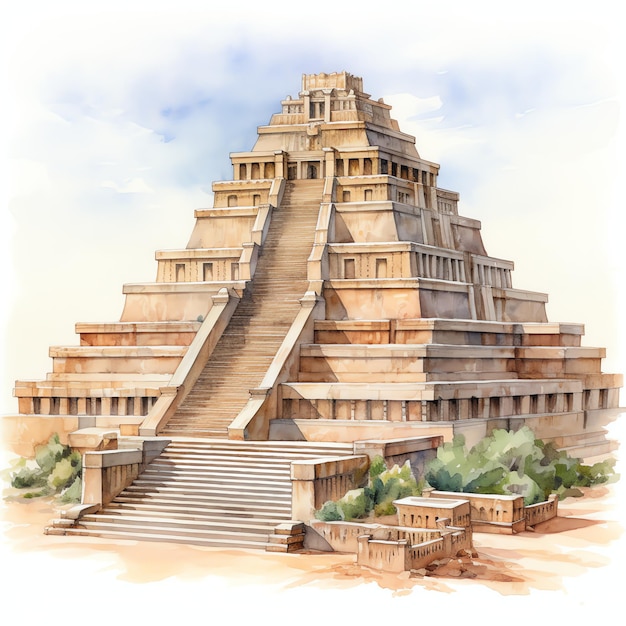 Complexe de temples sumériens avec une ziggourat en son centre illustration