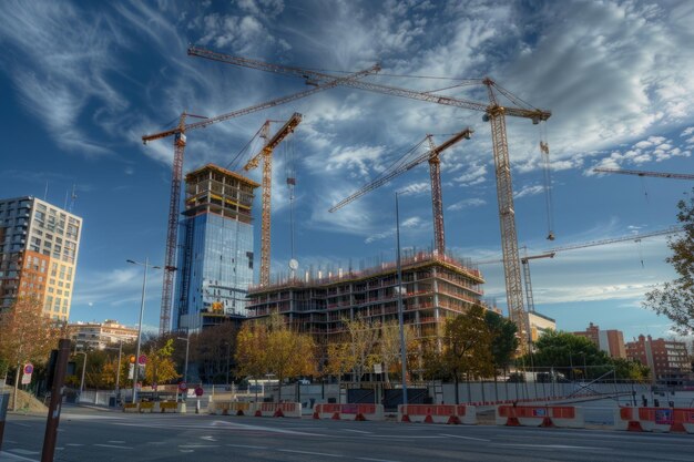 Un complexe urbain moderne en construction à Madrid