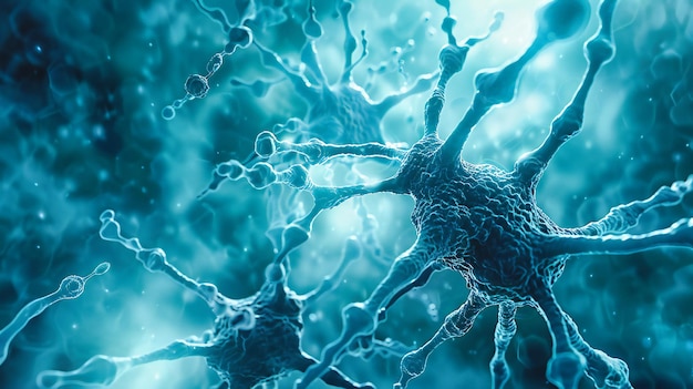 Complexité neurale Les cellules cérébrales et les neurones Illustration médicale détaillée Blue Science et concept de neurologie