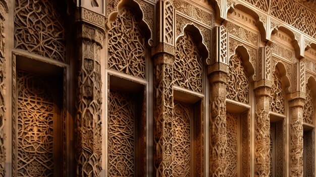 Photo la complexité des panneaux murales des mosquées