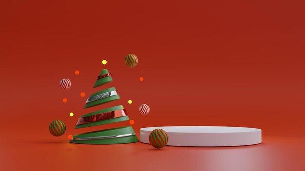 Composition 3d festive de Noël Podium de scène réaliste Studio de Noël Minimal abstract nouvel an fond Illustration 3D