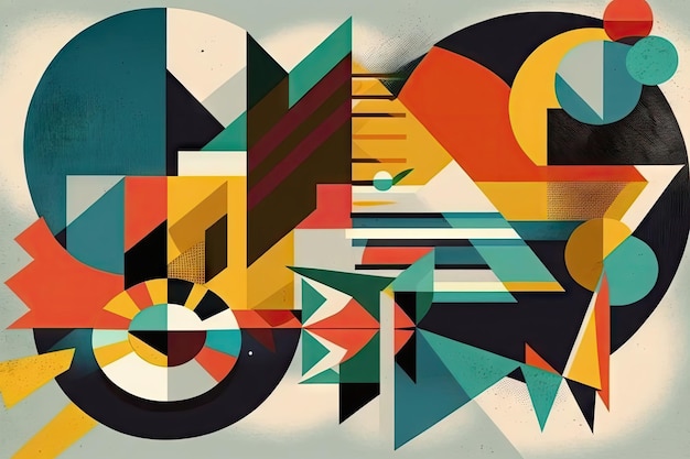 Composition abstraite de formes géométriques abstraites multicolores collage d'art moderne créé avec gener