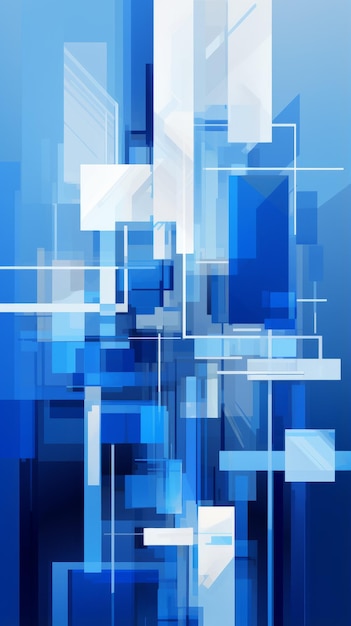 Une composition abstraite de formes géométriques bleues et blanches