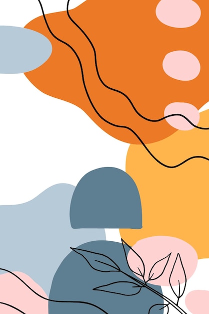 Composition abstraite avec des formes géométriques et des formes organiques