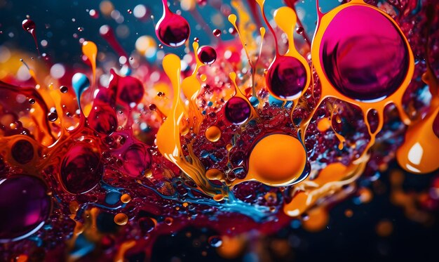 Une composition abstraite de gouttelettes d'encre colorées dans l'eau Generative AI