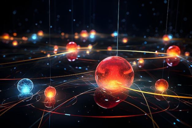 Composition abstraite avec un groupe de sphères 3D bulles brillantes multicolores illustration 3D de balles conception de bannière ou d'affiche à la mode Arrière-plan futuriste générer de l'IA