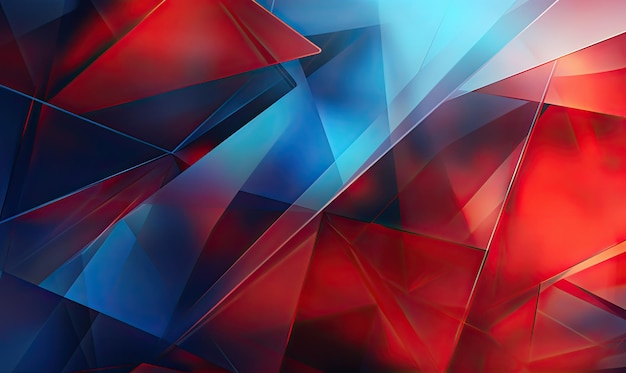 Composition abstraite saisissante avec des motifs triangulaires dans des teintes bleues et rouges Fond vibrant AI Générative