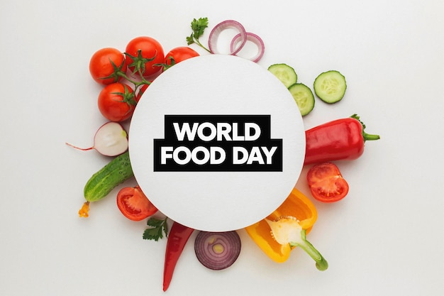 Composition alimentaire avec le texte journée mondiale de l'alimentation