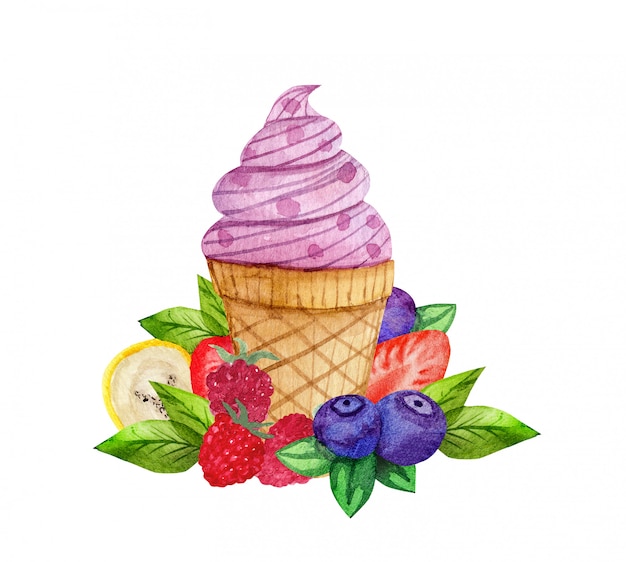 Composition aquarelle avec glace