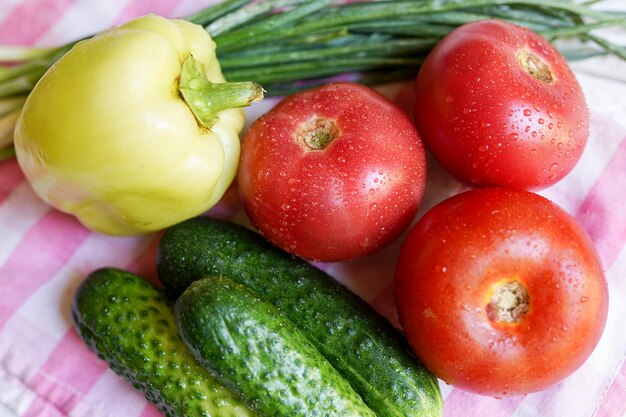 Composition avec assortiment de crudités biologiques. Régime de désintoxication