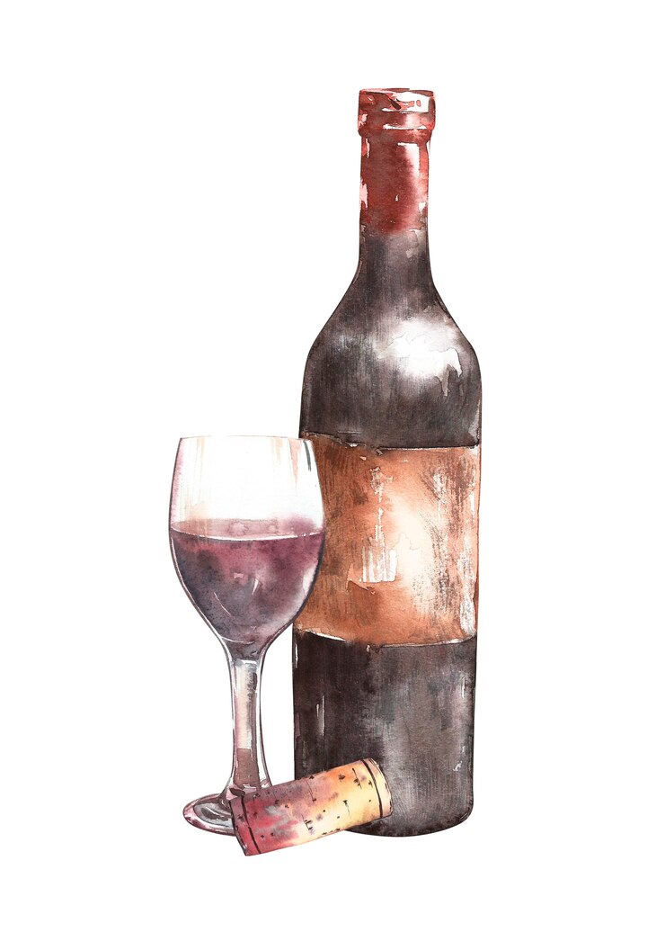 Composition avec bouteille de vin