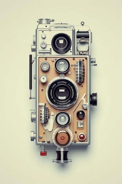 Composition de caméra vintage à angle élevé