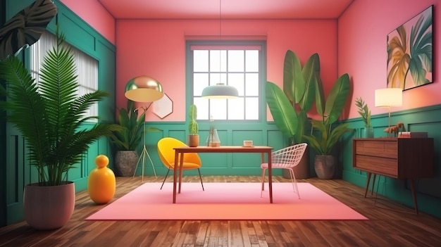 Composition colorée de l'intérieur de la maison réaliste Ai générative