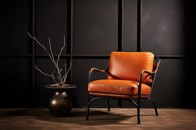 Composition créative de l'intérieur élégant du canapé orange du salon