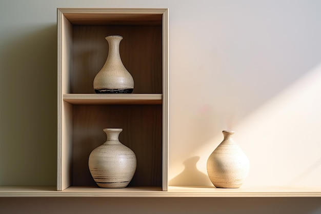 Composition de décoration à la maison avec des vases sur des étagères