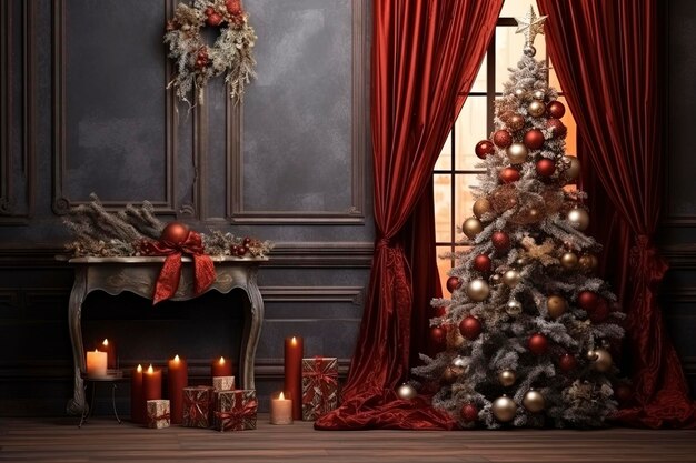 Composition avec décorations de Noël à l'intérieur et espace de copie