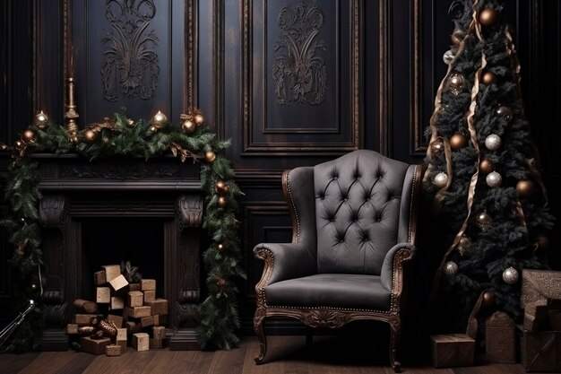 Composition avec décorations de Noël à l'intérieur et espace de copie