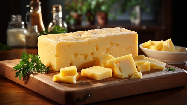 Photo composition avec différentes sortes de fromages sur table