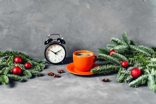 Composition du café du matin. Photo de Noël.