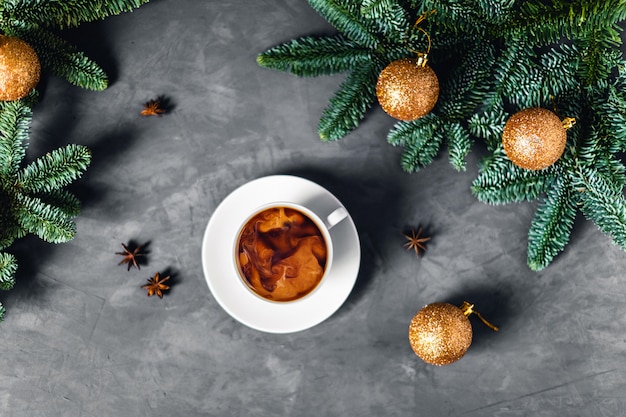 Composition du café du matin. Photo de Noël.