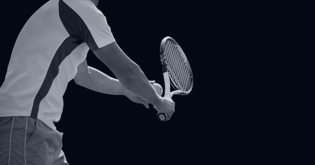 Composition du joueur de tennis masculin sur fond noir