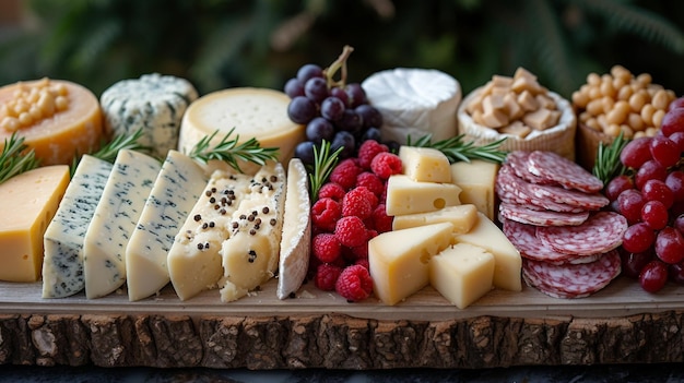 Photo la composition du plateau de fromage génère une illustration par l'ia