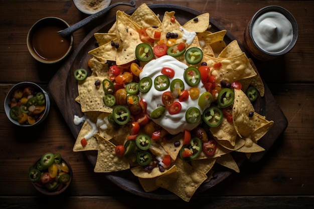 Composition élégante d'une assiette de nachos