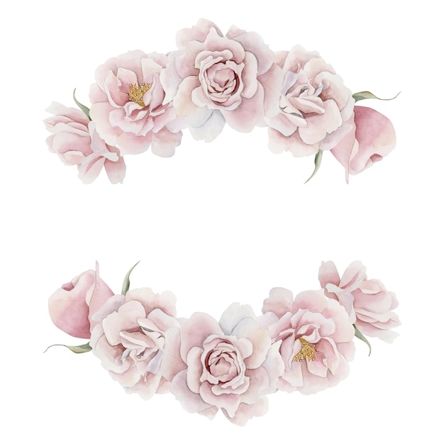 Composition de fleurs de hanche de rose rose de style victorien rose à l'aquarelle florale