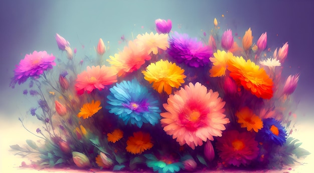 Composition de fleurs multicolores