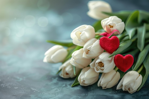 Composition de fleurs pour la fête des mères fleurs blanches sur un vieux fond en bois blanc ai généré
