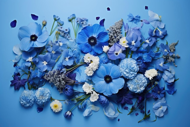 Composition de fleurs pour le lundi bleu