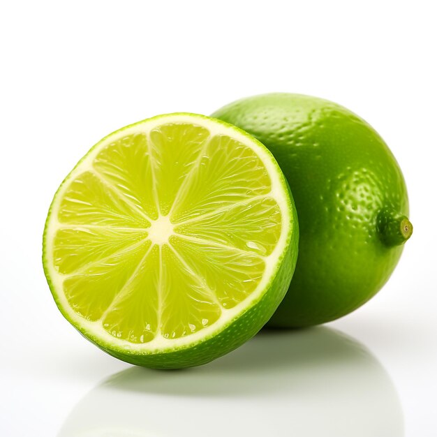 Composition de fruits de citron vert servie isolée sur le fond blanc