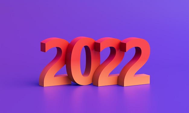 Composition Minimaliste. Couleur Néon 2022 Fond Violet Du Nouvel An Du Tigre. Rendu 3d