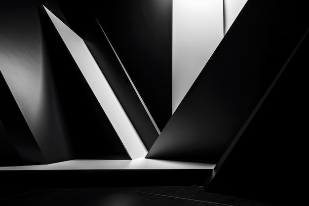 Composition minimaliste de formes géométriques en noir et blanc créées avec une IA générative