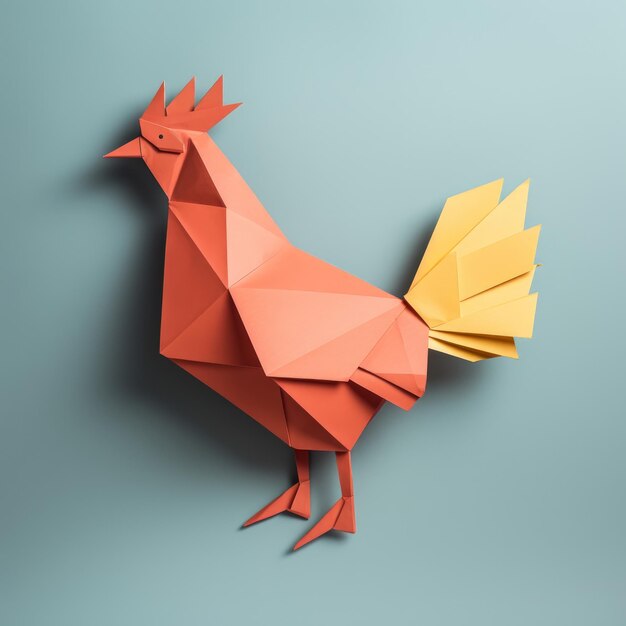 Composition minimaliste d'origami pour poulet