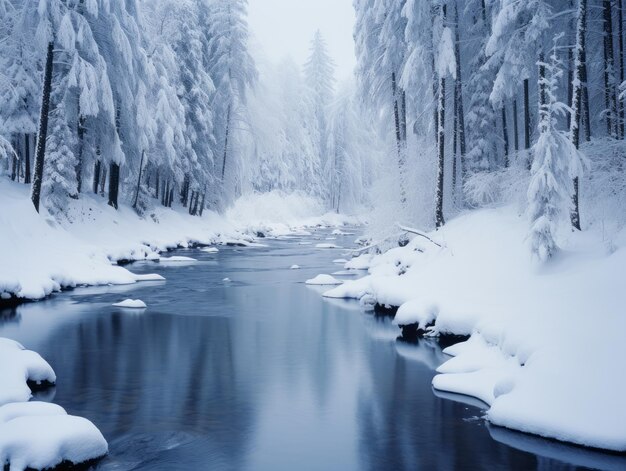 Composition minimaliste de paysage d'hiver