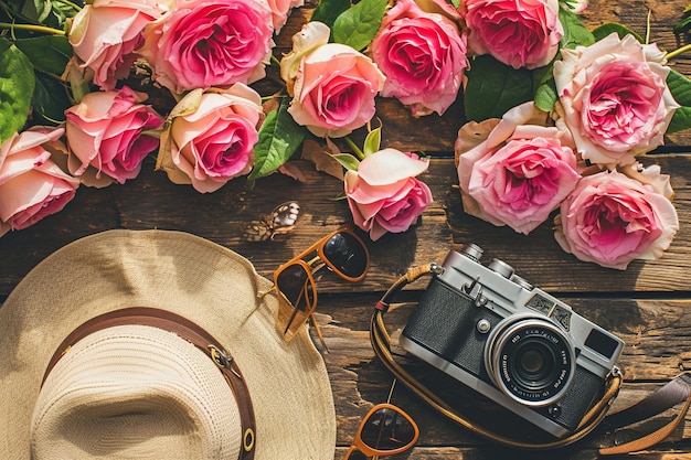 Photo composition de la nature morte des éléments de la journée de l'amitié