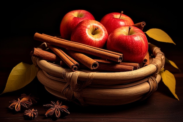 Une composition de nature morte avec des pommes et une échelle vintage