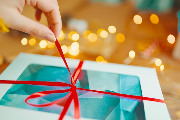 Photo composition de noël avec boite cadeau.