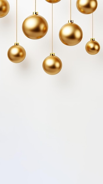 Composition de Noël Des boules de Noël dorées Décoration suspendue isolée sur fond blanc
