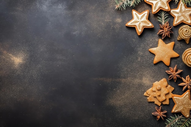 Composition de Noël avec coffrets cadeaux boules de cartes branches de sapin pommes de pin avec espace de copie Noël