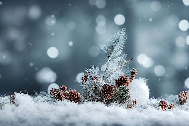 Composition de noël d'hiver à la maison sur un arrière-plan flou