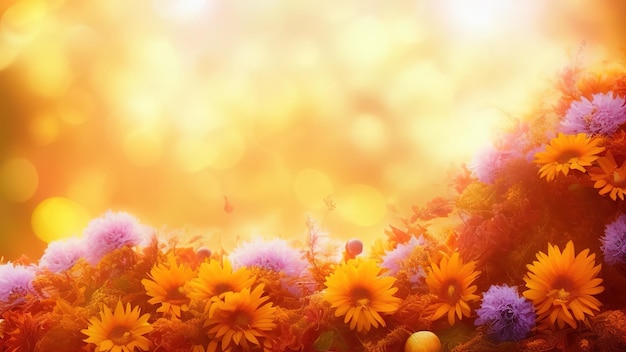Composition pastel d'automne faite de belles fleurs et de baies sur fond clair