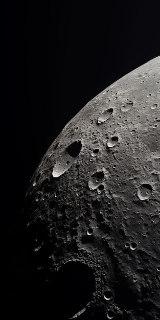 Photo composition photoréaliste de la lune avec un traitement de surface audacieux et angulaire