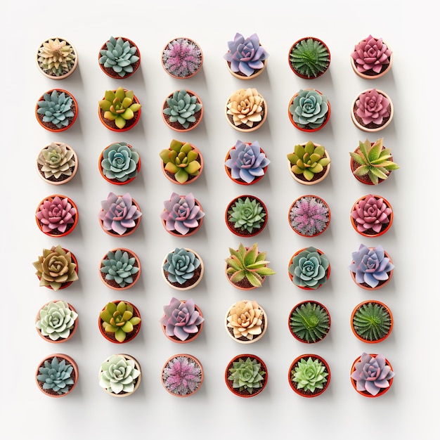 Photo composition de plantes succulentes en pot