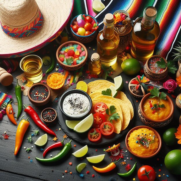 Photo composition pour l'espace conceptuel de cinco de mayo pour le texte